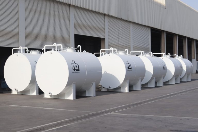 White colour fuels tanks in open area